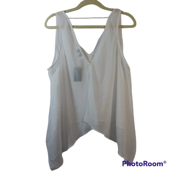 Gazelle White Embroidered Asymmetrical Tank Top Sheer Size M - Picture 3 of 11